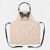 Stijlvolle Black Butterfly Logo Blush Pink medewer Schort (Voorkant)