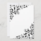 Stijlvolle Black en White Swirls Engagement Party Kaart (Achterkant)