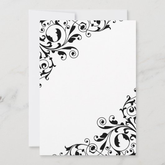 Stijlvolle Black en White Swirls Engagement Party Kaart (Achterkant)