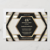 Stijlvolle Black Gold Any Age verjaardagsfeestje Kaart (Voorkant)