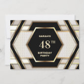 Stijlvolle Black Gold Any Age verjaardagsfeestje Kaart (Achterkant)