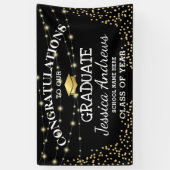 Stijlvolle Black & Gold Class van 2025 Afstuderen Spandoek (Verticaal)