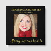 Stijlvolle Black & Gold foto begrafenis Gastenboek (Voorkant)