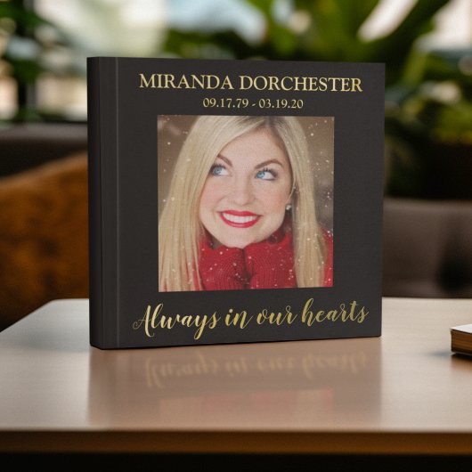 Stijlvolle Black & Gold foto begrafenis Gastenboek