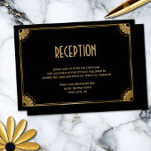 Stijlvolle Black Gold Fun Art Deco bruiloft recept Informatiekaartje