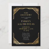 Stijlvolle Black Gold Gatsby 30ste verjaardagsfees Kaart (Voorkant)