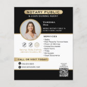Stijlvolle Black Gold Notary Foto QR Code Marketin Flyer (Voorkant)
