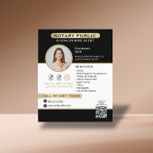 Stijlvolle Black Gold Notary Foto QR Code Marketin Flyer