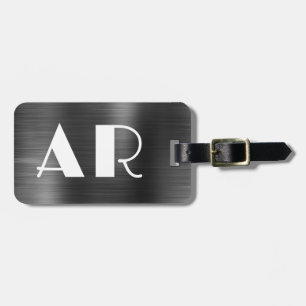 Stijlvolle Black Metal Twee Bold Monogram Initiaal Bagagelabel