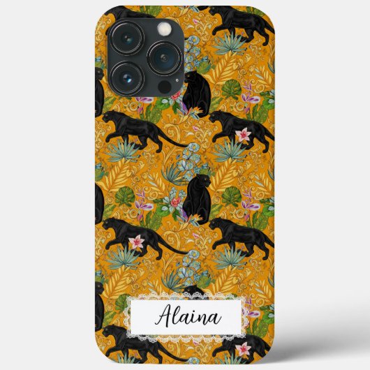 Stijlvolle Black Panther Jaguar Maximalistische Aa Case-Mate iPhone Case (Achterkant)
