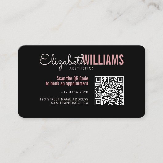 Stijlvolle Black & Pink Beauty Aesthetics Korting  Visitekaartje (Voorkant)