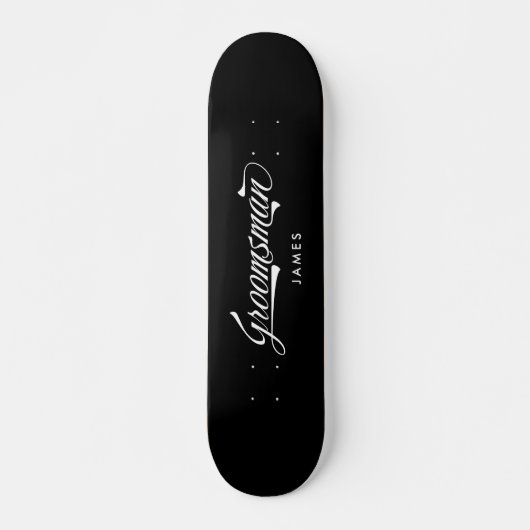 Stijlvolle Black Retro Typography Groomsman Persoonlijk Skateboard (Voorkant)