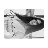 Stijlvolle Black Script Afstuderen Aankondigingsfo Magneet (Horizontaal)