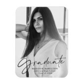 Stijlvolle Black Script Afstuderen Aankondigingsfo Magneet (Verticaal)