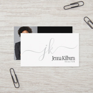 Stijlvolle Black Script Realtor Visitekaartje