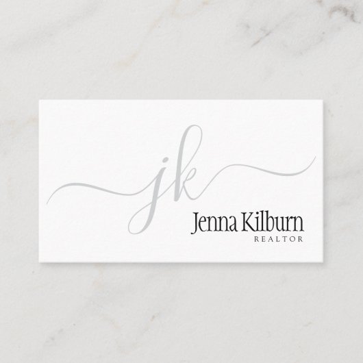 Stijlvolle Black Script Realtor Visitekaartje (Voorkant)