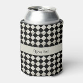Stijlvolle Black & Silver Glitter Checkers Blikjeskoeler (Blikje Voorkant)