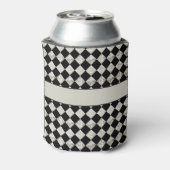 Stijlvolle Black & Silver Glitter Checkers Blikjeskoeler (Blikje Achterkant)