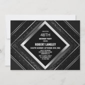 Stijlvolle Black Silver verjaardagsfeestje Kaart (Voorkant)