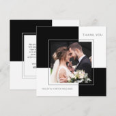 Stijlvolle Black Square bruiloft Bedankt met foto (Voorkant / Achterkant)