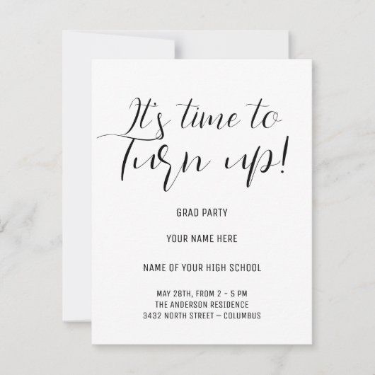 Stijlvolle Black & White Calligraphy Afstudeerder  RSVP Kaartje (Voorkant)