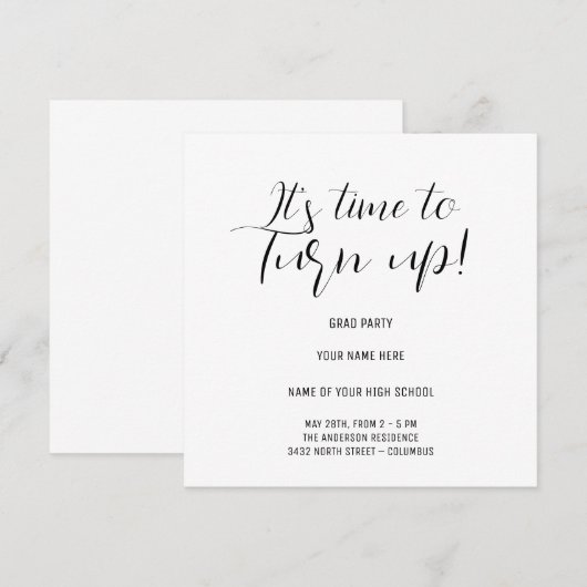 Stijlvolle Black & White Calligraphy Afstudeerder Save The Date (Voorkant / Achterkant)