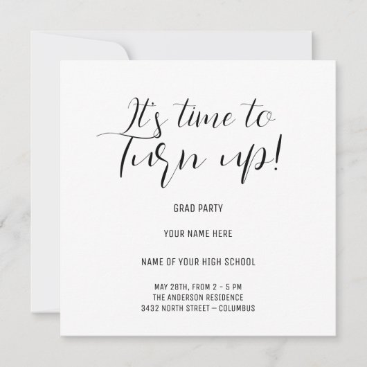 Stijlvolle Black & White Calligraphy Afstudeerder  Save The Date (Voorkant)