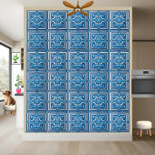 Stijlvolle Blauw en Wit Mozaïek Grieks Keramische  Tegeltje