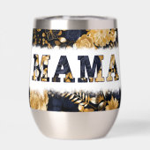 Stijlvolle Blauw Goud Roestvrij staal Bloemen MAMA (Achterkant)