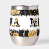 Stijlvolle Blauw Goud Roestvrij staal Bloemen MAMA (Links)