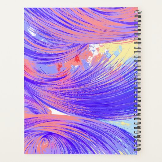 Stijlvolle blauw roze Abstract Veren Planner (Achterkant)