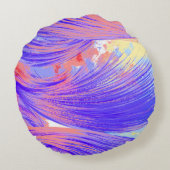Stijlvolle blauw roze Abstract Veren Rond Kussen (Achterkant)