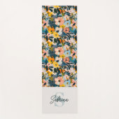 Stijlvolle Blauw & Roze Abstracte Bloemnaam Monogr Yogamat (Voorkant)