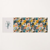 Stijlvolle Blauw & Roze Abstracte Bloemnaam Monogr Yogamat (Voorkant (horizontaal))