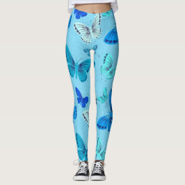 Stijlvolle blauw vlinderprint leggings - Comfortab