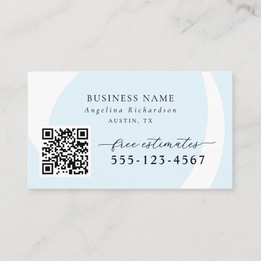 Stijlvolle blauw wit moderne schoonmaakdiensten visitekaartje (Achterkant)