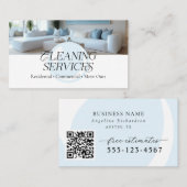 Stijlvolle blauw wit moderne schoonmaakdiensten visitekaartje (Voorkant / Achterkant)