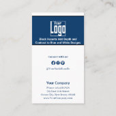 Stijlvolle Blauw Wit Zwart Services QR Code B2B Aanbevelingskaartje (Achterkant)