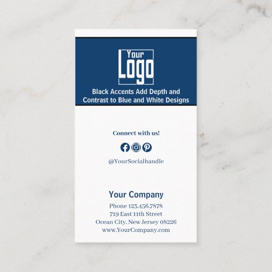 Stijlvolle Blauw Wit Zwart Services QR Code B2B Aanbevelingskaartje (Achterkant)