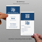 Stijlvolle Blauw Wit Zwart Services QR Code B2B Aanbevelingskaartje