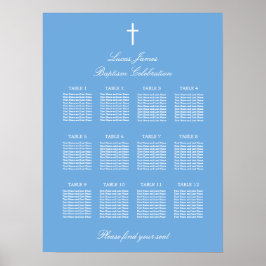 Stijlvolle Blauwe 12 Tafel Doop Stoelenkaart Poste Poster