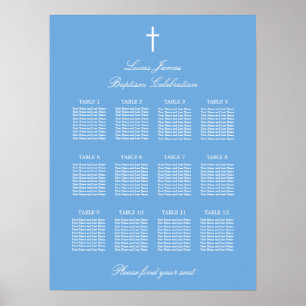 Stijlvolle Blauwe 12 Tafel Doop Stoelenkaart Poste Poster