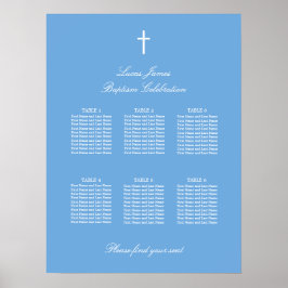 Stijlvolle Blauwe 6 Tafel Doop Stoelenkaart Poster