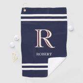 Stijlvolle blauwe aangepaste monogram naam golfhanddoek (Insitu)