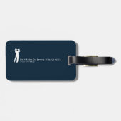 Stijlvolle blauwe bagagelabel voor golfers (Achterkant horizontaal)