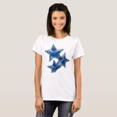 Stijlvolle Blauwe BLUE STARS Statement Ontwerp T-shirt (Voorkant volledig)