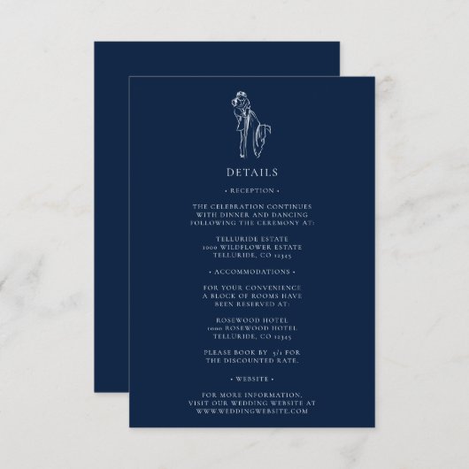 Stijlvolle blauwe bruiloft paar bruiloft details (Voorkant / Achterkant)