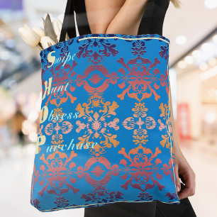 Stijlvolle blauwe damast tote bag