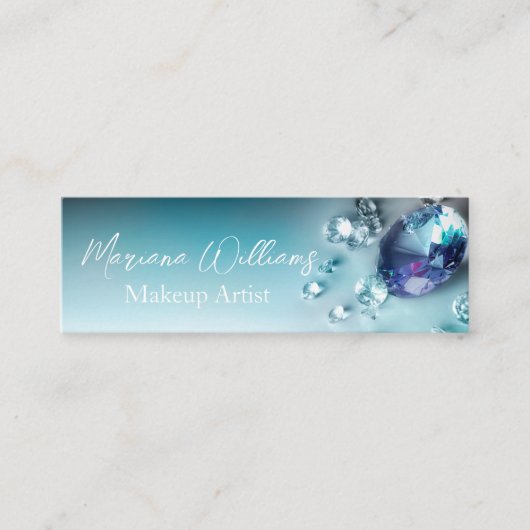 stijlvolle blauwe diamanten make - up artiest qr c mini visitekaartje (Voorkant)