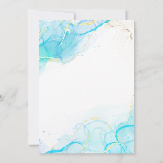 Stijlvolle blauwe doop uitnodigingskaart voor zoon kaart (Achterkant)